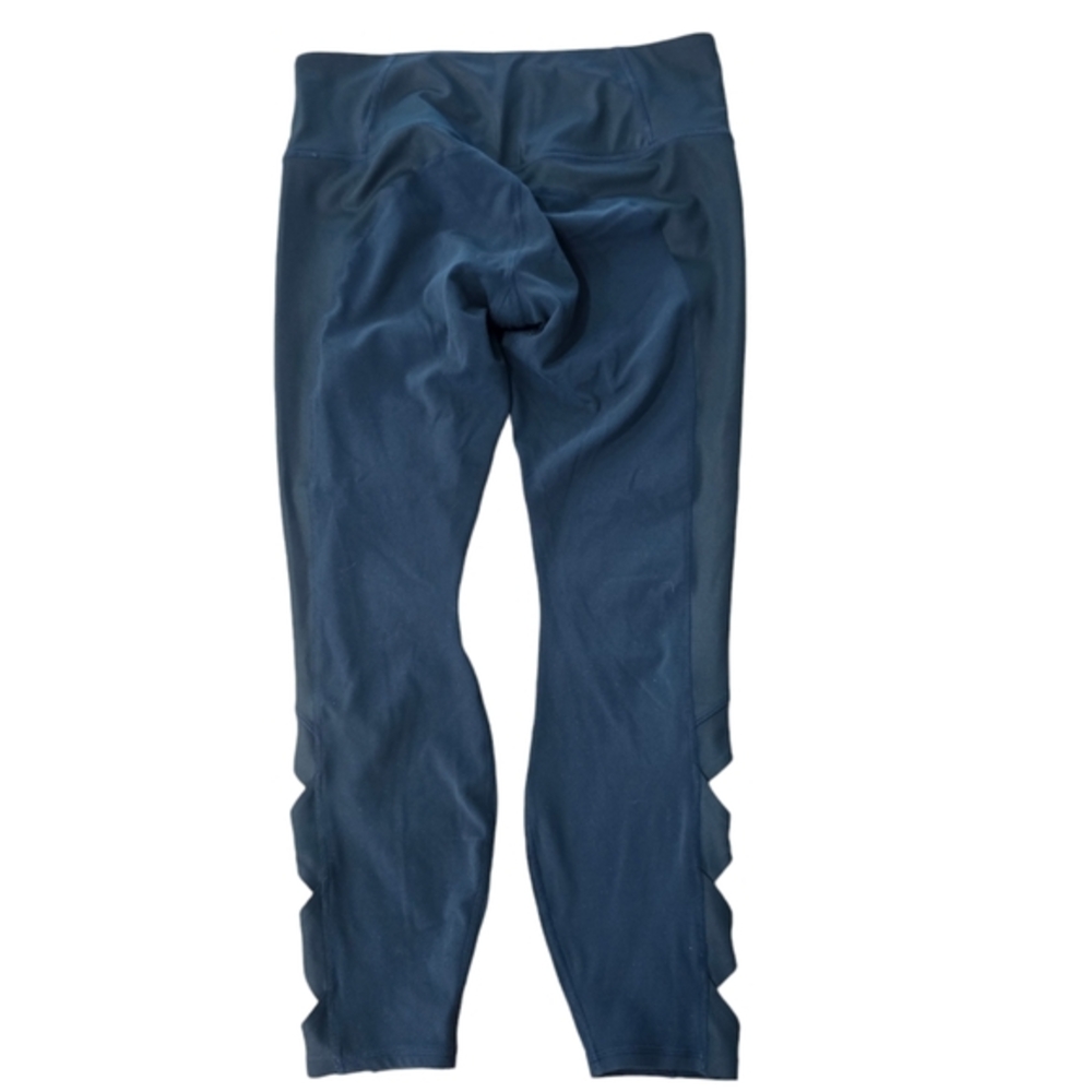 Athleta Cobra Tight Leggings Ankle Crop Criss Cross Cutout Abyss Teal‎ M - Picture 4 of 7